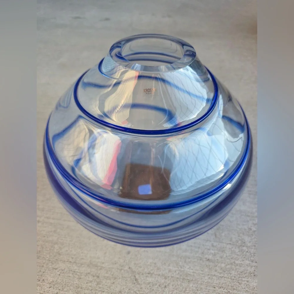 Krosno Poland for Crate & Barrel Santorini Cobalt Blue Glass Vase, 9.5”
